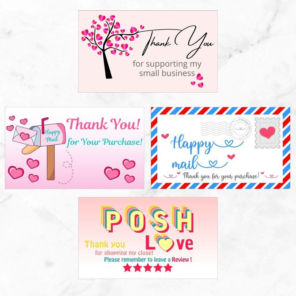 100 Assorted Thank You Cards – 3.5" x 2" Glossy Business Cards – Small Business - Picture 8 of 11